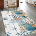 thumbnail image 2 of Area Rugs for Living Room 4x6 Ft, Teal Blue Coastal Non Slip Area Rugs for Kitchen Bedroom Entryway, Summer Beach Starfish Shell Coral Nautical Vintage Washable Carpet Runner Rug Floor Mats, 2 of 8
