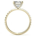 thumbnail image 4 of Solitaire Brilliance 3.CT Emerald Moissanite Diamond Pave Basket Engagement Ring 14K Yellow Gold, Ring Size 4.5, 4 of 5