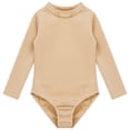 thumbnail image 3 of TSSOE Kids Girls Fleece Long Sleeve Nude Leotard for Gymnastics Ballet Dance Bodysuits Unitard Mock Neck 150, 3 of 7