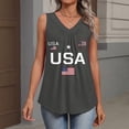 thumbnail image 7 of Youpwaven Women's 250th Anniversary USA V-Neck Ruched Sleeveless Tank Top, America 250 Merchandise Independence Day Flag Print Casual T-Shirt Vest, 7 of 7