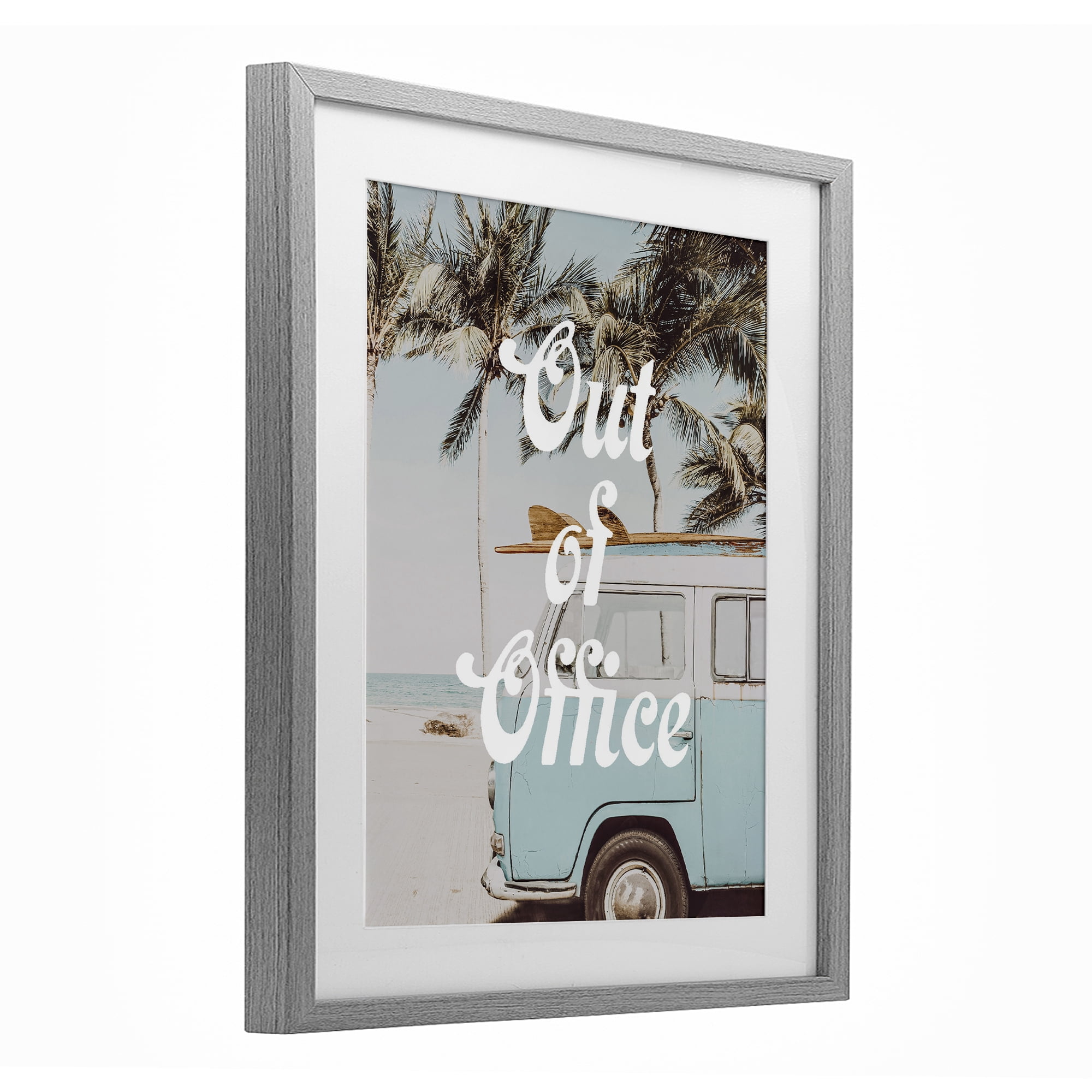Stupell Industries Retro Out Of Office Beach Gray Framed Print Under Glass, design by Lil' Rue