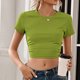 thumbnail image 3 of Pntutb - Blusa para mujer con cuello redondo, manga corta, tirantes halter, camiseta con base de ombligo expuesta Pntutb Pntutb-1179, 3 of 5