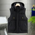 thumbnail image 2 of Zedker Men's Hooded Puffer Vests Waterproof Winter Coat Fleece Vest Sleeveless Hood Jacket with Pockets Black XL, 2 of 6