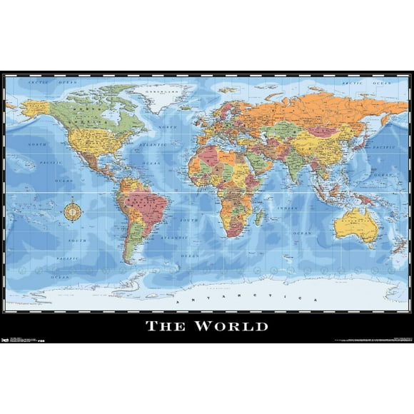 Map - World Wall Poster, 22.375" x 34"