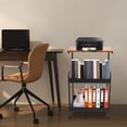 thumbnail image 2 of Modern 3 Tier Printer Cart Rack Table Storage Shelf Office Desktop (Black+Brown), 2 of 10