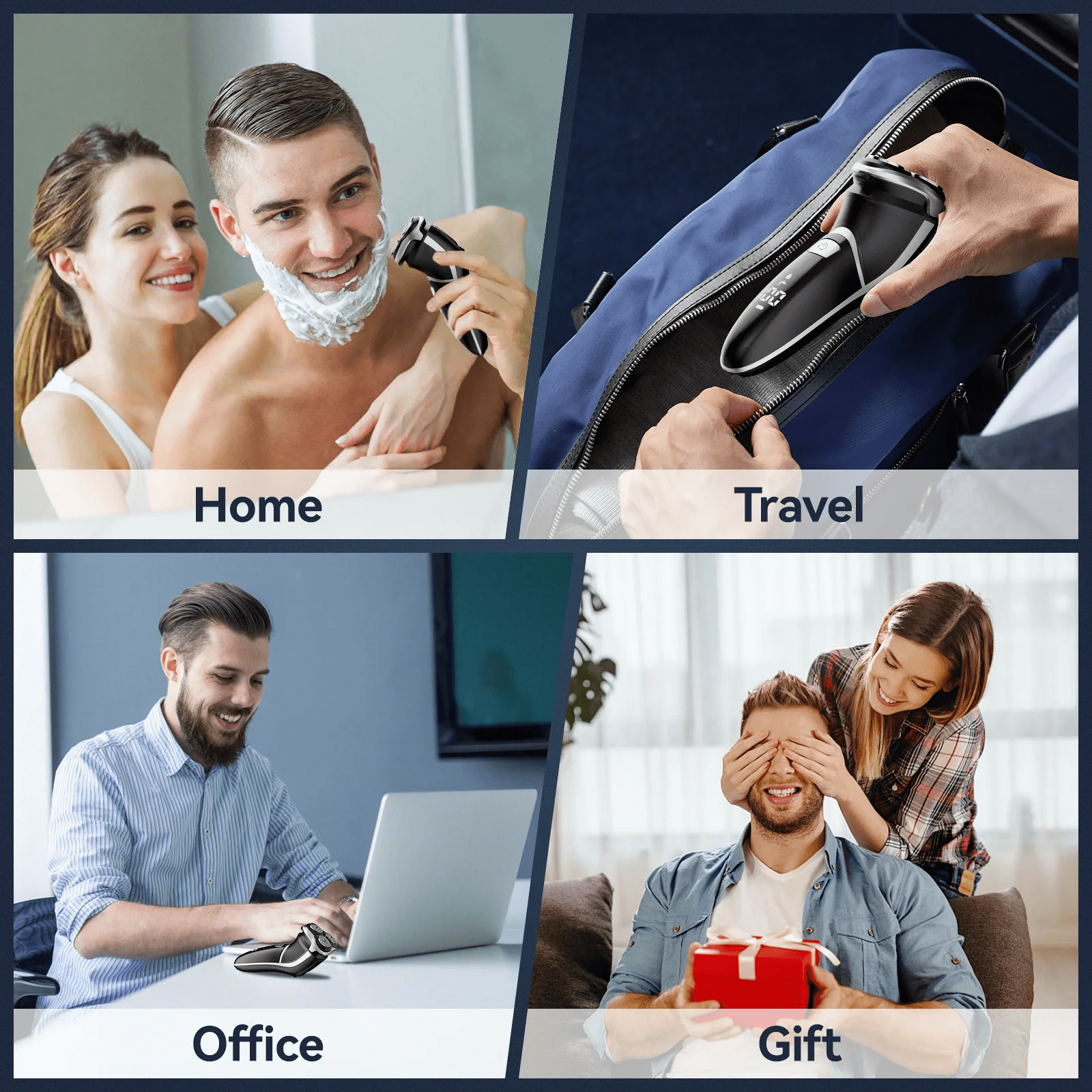 MAX-T Electric Razor for Men, USB-C Fast Charge 1H/120Min, IPX7 Waterproof Wet Dry, Pop-Up Beard Trimmer, 3D Floating Head, LED Display, Gift for Men, Black
