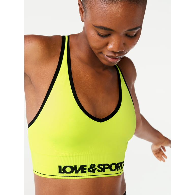 Love & Sports Women's Plunge Sports Bra, Sizes XS-2XL 