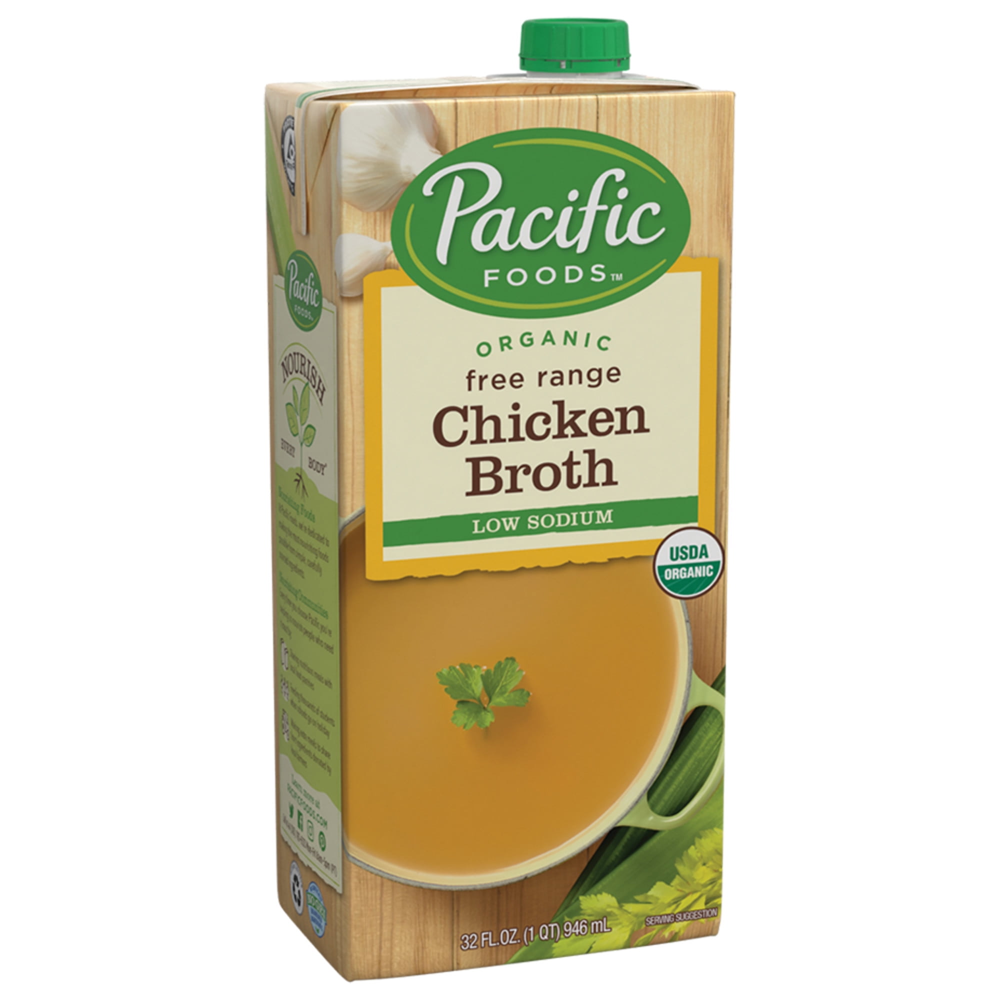 Pacific Foods Organic Free Range Chicken Broth, Low Sodium, 32oz