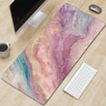 thumbnail image 6 of UPCEED Marble Mouse Pad Pink and Blue Mouse Pad 31.5"x11.8" HD Printed Non-Slip Stitched Edges Desktop Mat, 6 of 7
