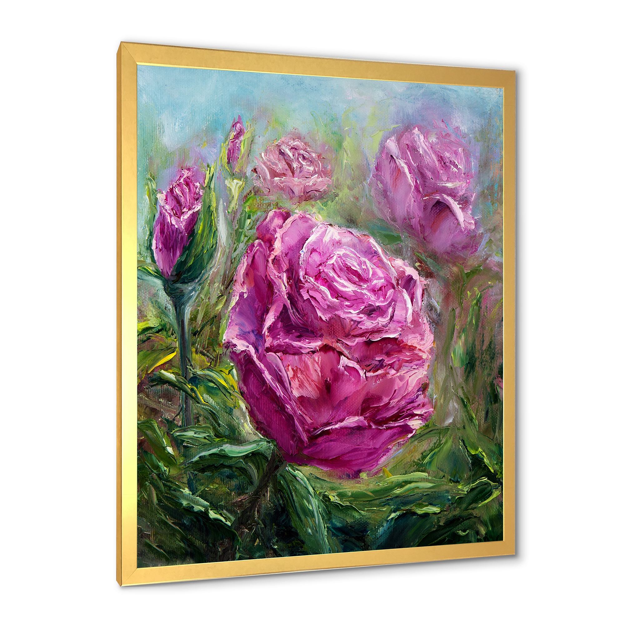 Designart 'Abstract Pink Peonies' Traditional Framed Art Print