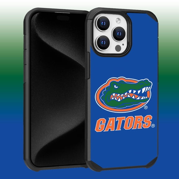 Apple iPhone 15 Pro Max (6.7) - Licensed NCAA University of Florida Gators Logo on Blue Textured Dual Layer Case