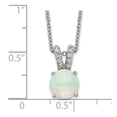 thumbnail image 2 of Auriga 925 Sterling Silver Rhodium-plated Cabochon Lab Created Opal and Brilliant-cut CZ Split Bail Necklace for Women 18", 2 of 5