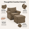 thumbnail image 5 of Aukfa 37.5" Oversized Chenille Accent Chair with Ottoman, Upholstered Armchair with Footrest for Living Room,Brown, 5 of 8
