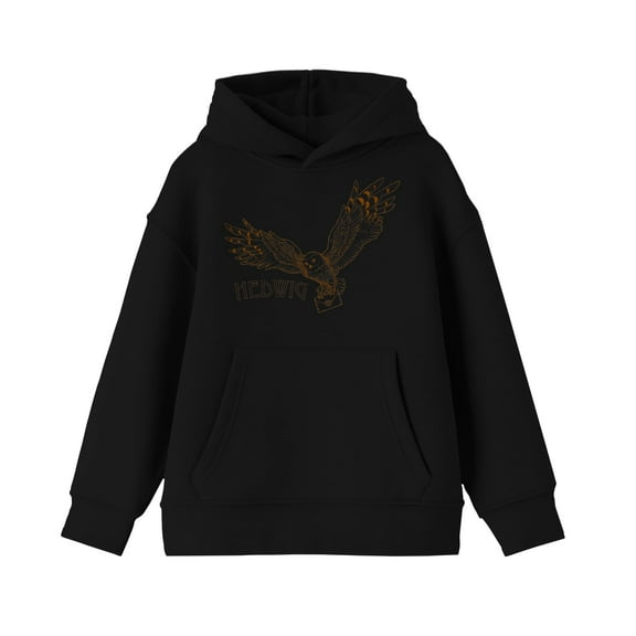 Harry Potter Hedwig Line Art Boy's Black Sweatshirt-M