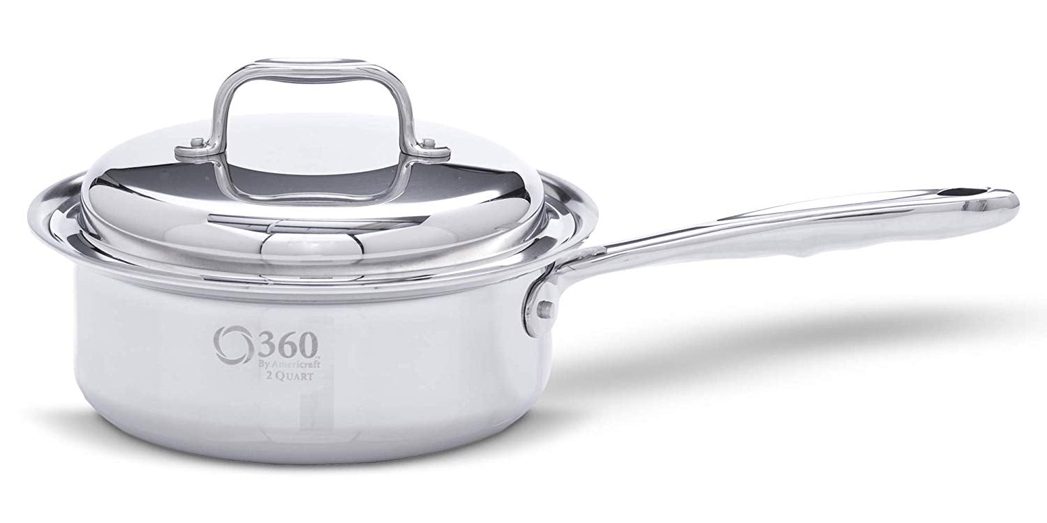New 360 Cookware Stainless Steel 2 Quart Saucepan With Cover 