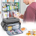 thumbnail image 3 of Pequeña bolsa de almacenamiento de medicamentos vacía, caja de primeros auxilios familiar, organizador de botellas de pastillas para suministros médicos de emergencia, gris (solo bolsa), 3 of 5