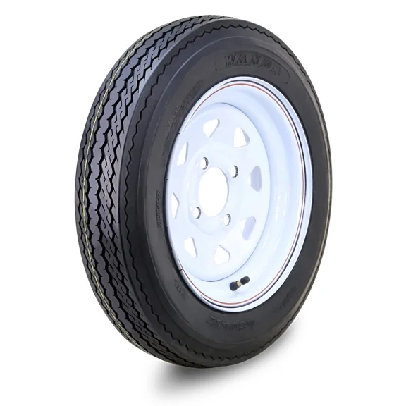 WANDA Trailer Tire Wheel Assembly 4.80-12 6-Ply C 79M 4 Lug on 4" PCD White Spoke Rim