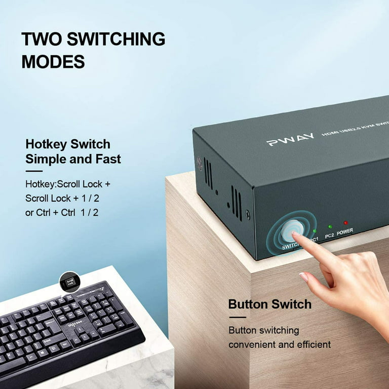 hjort nevø cirkulære GREATHTEK HDMI KVM Switch Dual Monitor 2 Port 2 USB 2.0 Hub 4K@30Hz  Downward Compatible Hotkey Switch - Walmart.com