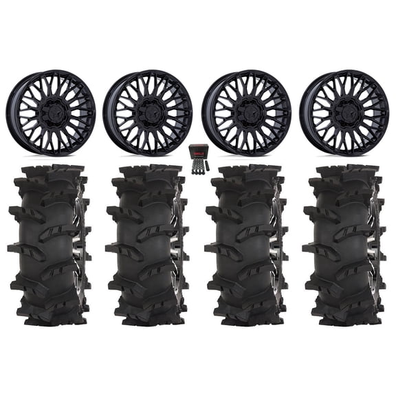 MSA Clubber 15" Wheels Gloss Black 33" Outlaw Max Tires Polaris RZR Turbo R & Pro R Ranger 1500 Xpedition