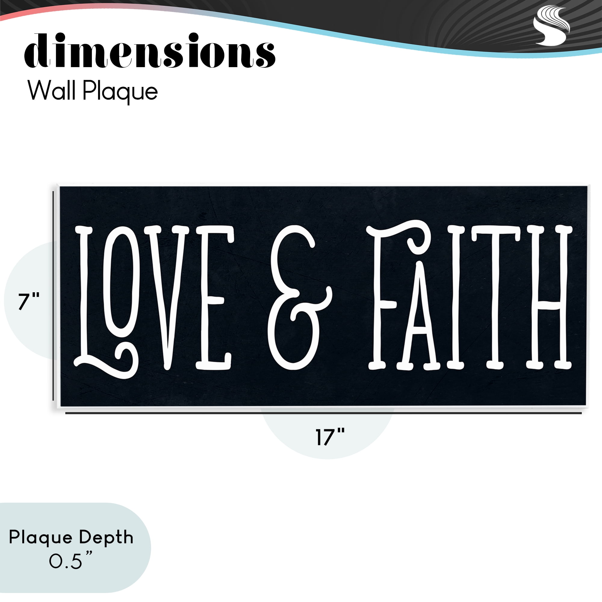 Stupell Industries Love & Faith on Black Wall Plaque Art, design by SD Graphics Studio