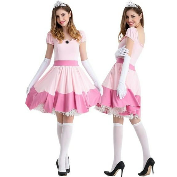 YUEHUAN Women Pink Princess Dress Christmas Adult Women Fairy Dress Up