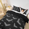 thumbnail image 3 of Homewish Dark Gothic Halloween Duvet Cover Queen,Gray Bat Silhouette Print Queen Bedding,Black Gray,Black Reversible,3pcs,1 Duvet Cover and 2 Pillowcases, 3 of 5