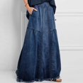thumbnail image 4 of Faldas largas de mezclilla bohemias de gran tamaño TEELYNN para mujer, 2022, de algodón, holgadas, de verano, para mujer, 5XL, estilo bohemio, vintage, falda larga de mezclilla, 4 of 4