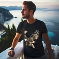 thumbnail image 5 of Mens Oversize T Shirts Flying Bird (2)Casual Short Sleeve Basic Tees Crew Neck T-Shirt Funny Graphic Tees Black or White XS-5XL, 5 of 5