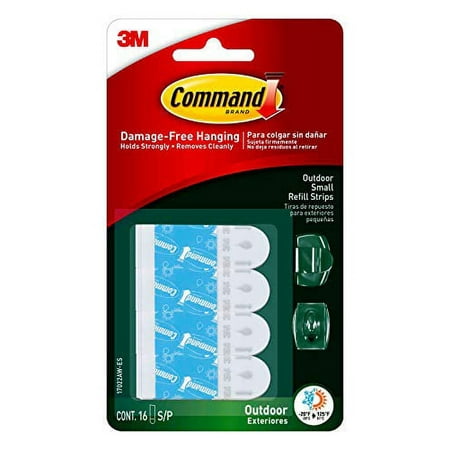

Command Outdoor Small Refill Strips 16 Strips Re-Hang Outdoor Window Hooks