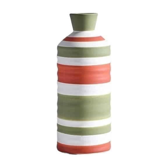Colorful Striped Ceramic Vase for Living Room Dried Flower Hydroponic Decor