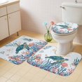 thumbnail image 4 of Marine Life Bathroom Rugs Set Sea Turtles Coral Shell Summer Cartoon Ocean Non Slip Absorbent Soft Bath Mats 3 Piece Set with Bathroom Rug, U-Shaped Floor Mat, Toilet Seat Cover Large Size, 4 of 9