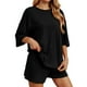 thumbnail image 2 of Conjunto deportivo para mujer: camiseta de cuello redondo y pantalones cortos deportivos. Poliéster transpirable. Lavable a máquina. Primavera/verano. XS-XXXXL., 2 of 8