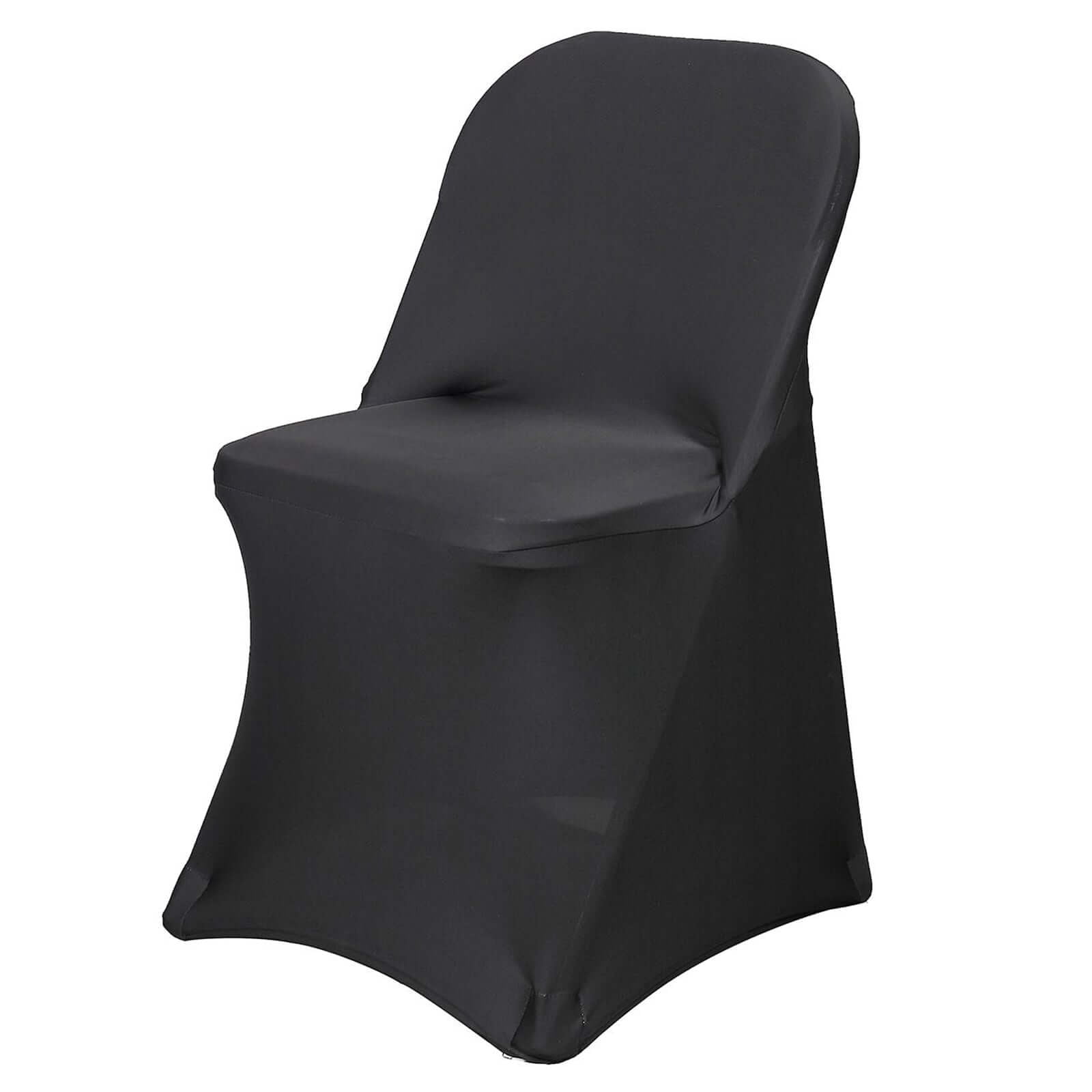 Efavormart 10 Pack | Black Spandex Stretch Folding Chair Cover