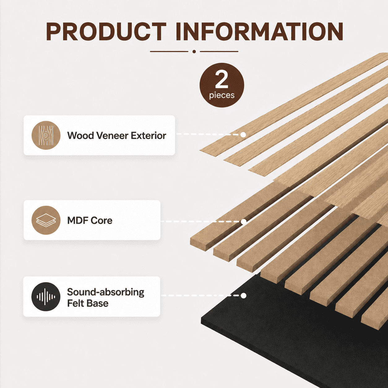 2PCS 16''x104'' Wood Slat Acoustic Wall Paneling for Interior and Ceiling Decor,23Sq.ft,Oak