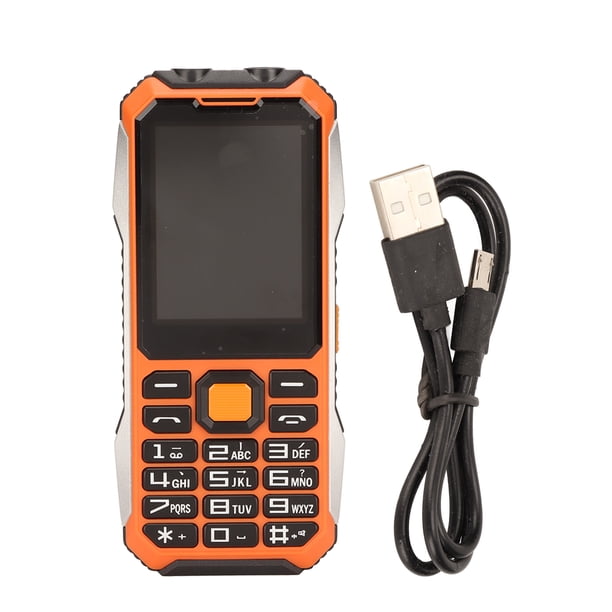 Teléfono celular para personas mayores 2G Dual SIM Botón grande Pantalla HD de 2.4 pulgadas Batería de larga duración de 6800 mAh Teléfono celular para personas mayores desbloqueado para personas mayores Naranja