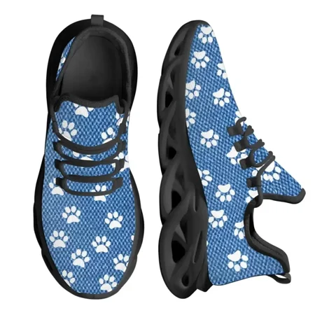 

Cool Dog Footprint uflage Printing Flat Shoes for Women Breathable Soft Sneakers Lace up Casual Platform Zapatos