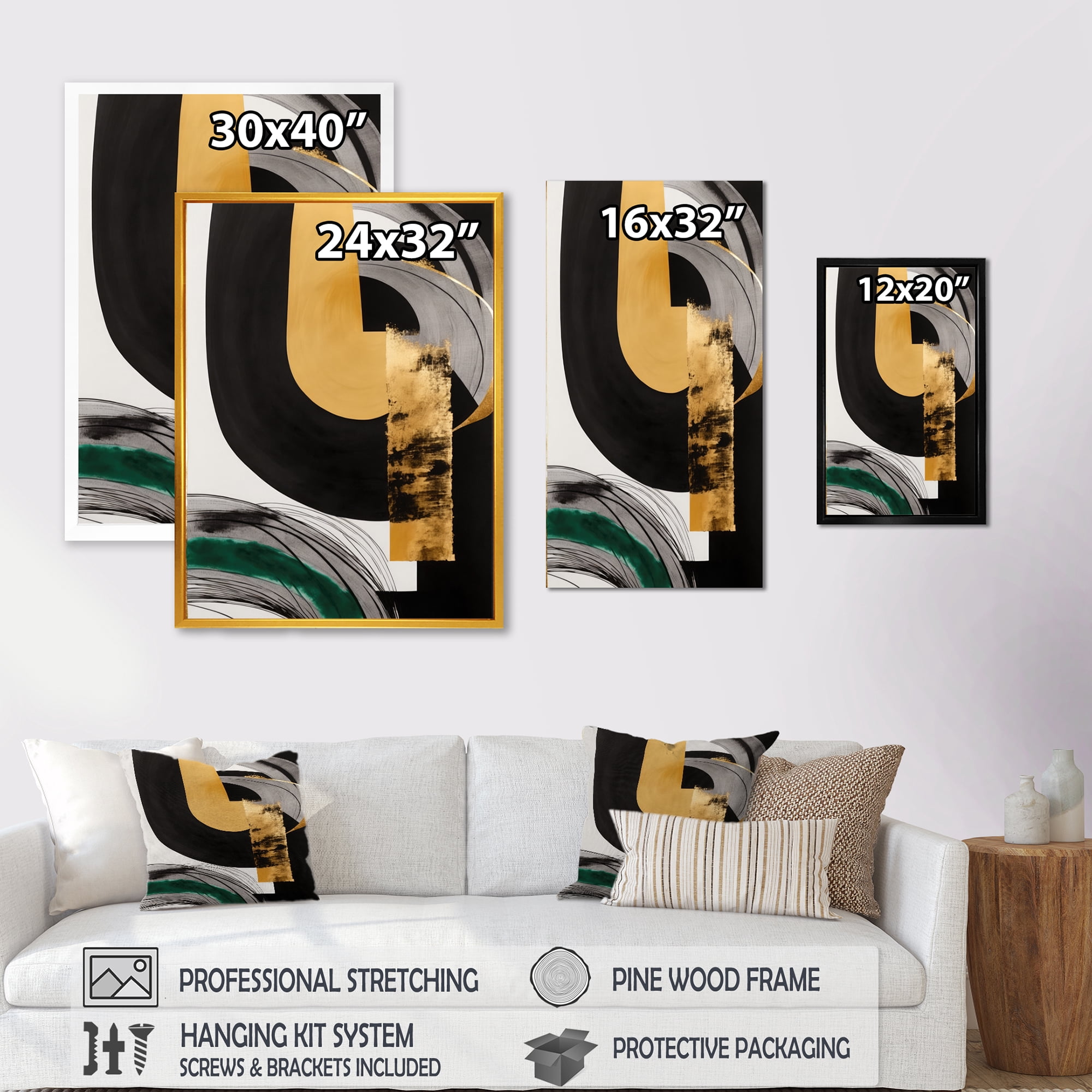 Designart Modern Green Art Deco II Canvas Wall Art