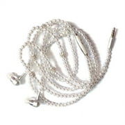 Mistaha Jewelry Pearl Necklace Stereo Earphones with Microphone 3.5mm In-ear Headphone Wired Headset Earbuds for
