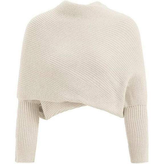 Zhuge Scarf With Sleeves for Women, Knitted Sweater Scarf With Sleeves, Plus Size Fall Winter Warm Poncho Cape Shawl，Beige