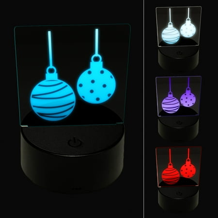 

Round Holiday Christmas Ornaments LED Night Light Sign 3D Illusion Desk Nightstand Lamp