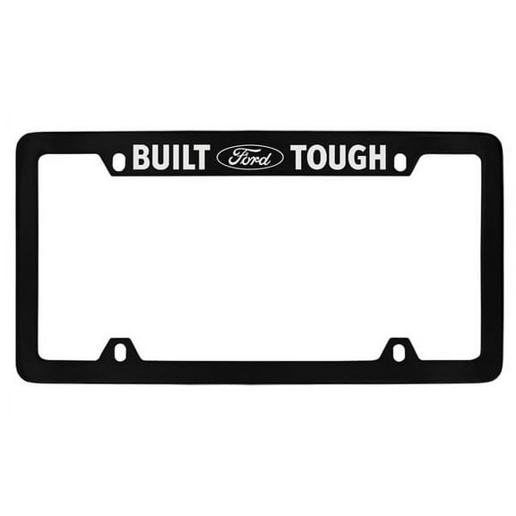 Ford Built Tough Black Coated Metal Top Engraved License Plate Frame Holder