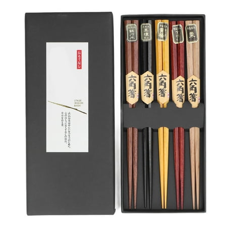 

2024 Chopsticks Set 5 Different Colors Natural Wood Antislip Design Feel Comfortable Chopsticks ReusableHex Chopsticks
