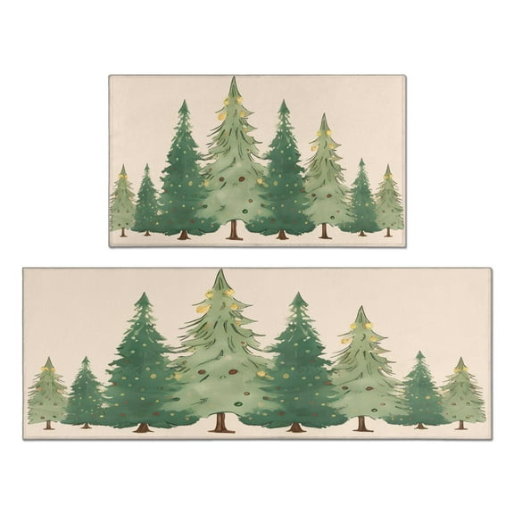 2 Pieces Of Kitchen Rugs and Mats Non Skid Washable Merry Christmas (13) Kitchen Mat,Floor Cushion Waterproof Rug,Rubber Backed Area Rugs for Laundry 47*17 30*17