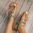 thumbnail image 5 of Norvail Women Sandals with Rhinestone T-Strap Buckle Bohemian Pearl Crystal Flat Sandals Thong Flat Sandals Lightweight Flip Flops for Women Vacation Shoes for Women Summer, 5 of 5