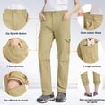 thumbnail image 2 of POENTAB Women's Cargo Hiking Pants Water Resistant Elastic Waist Travel Pants Outdoor Fishing Trousers for All Seasons Khaki, 2 of 7
