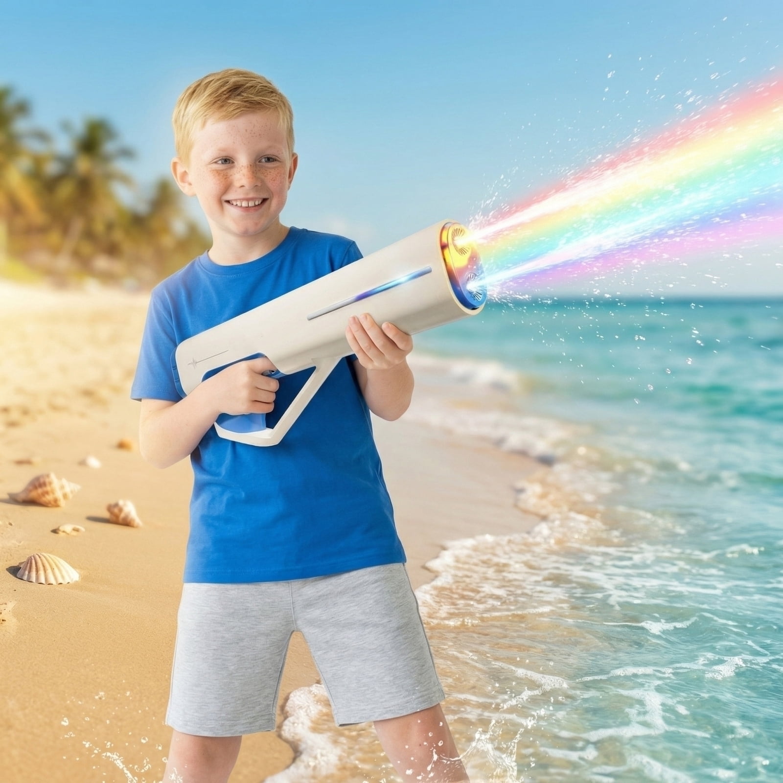 Electric Water Blaster, Orange Led Light Version, Automatic Continuous Water Toy For Pool Summer Outdoor Play, 1 Pack