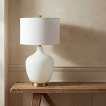 SAFAVIEH Eugenie 27 in. Solid Glass Table Lamp, Antique White