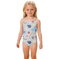 thumbnail image 2 of CCRFTGI Swimsuit for Kids Girls Size 10-12 Summer Adjustable Straps One Piece Beach Bathing Suit Swimwear Cute Open Notebook Pencil Swim Vacation Girls Fashion Bathing Suits Blue 9-10 Years, 2 of 8