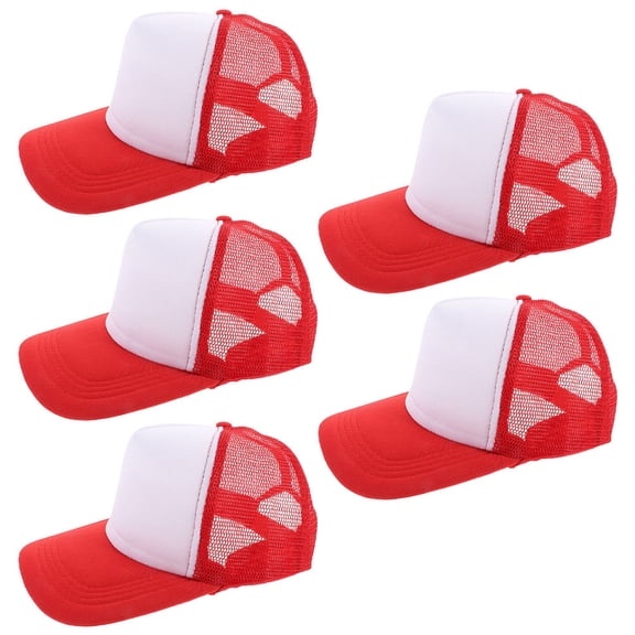 LOLIPPYY 5Pcs Red Mesh Baseball Caps Blank Designed for Sublimation and Outdoor Daily Use