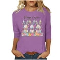 thumbnail image 2 of Fartey Plus Size Womens Happy Easter Shirts Slim Fit Spring Summer Tunic Tops Cute Bunny Graphic Tees Soft Comfy 3/4 Sleeve Crew Neck Blouses Purple S-5XL, 2 of 6